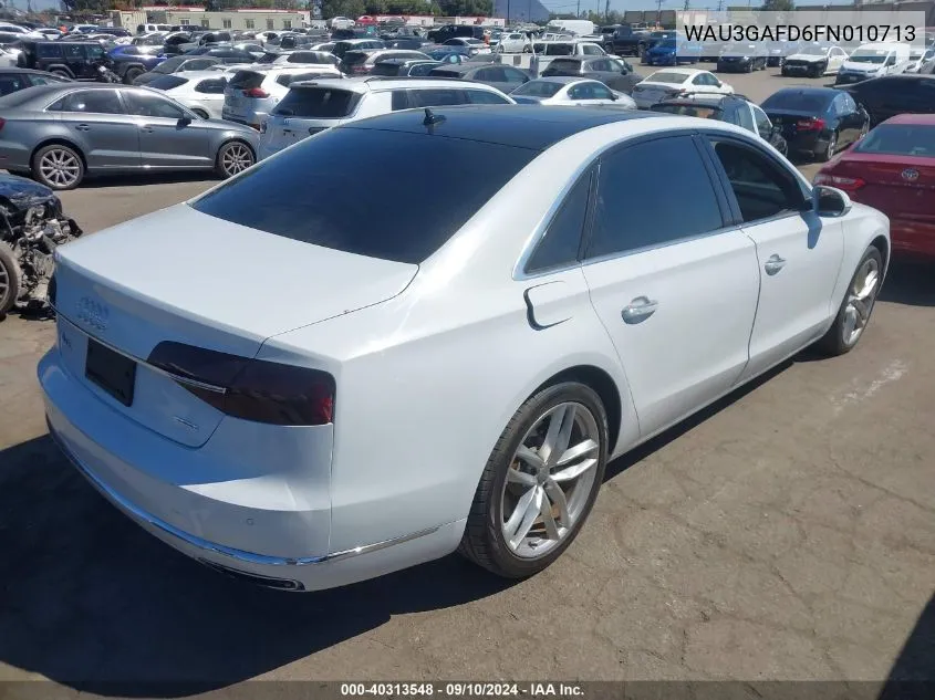 2015 Audi A8 L 3.0T VIN: WAU3GAFD6FN010713 Lot: 40313548