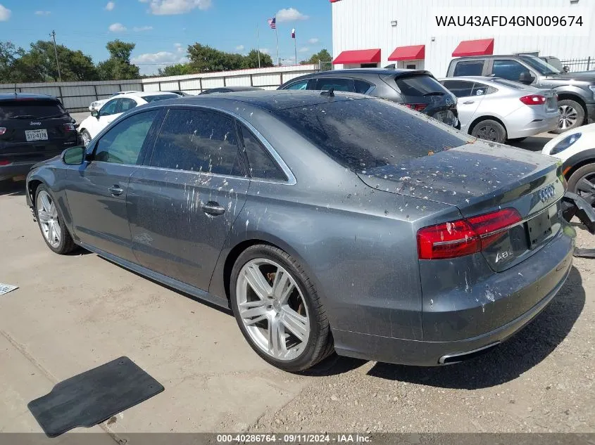 2016 Audi A8 L 4.0T Sport VIN: WAU43AFD4GN009674 Lot: 40286764