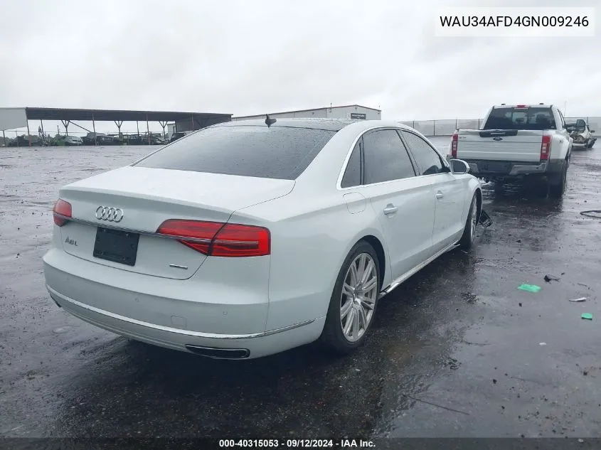 2016 Audi A8 L 3.0T VIN: WAU34AFD4GN009246 Lot: 40315053