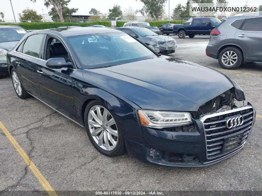 WAU34AFDXGN012362 2016 Audi A8 L Quattro