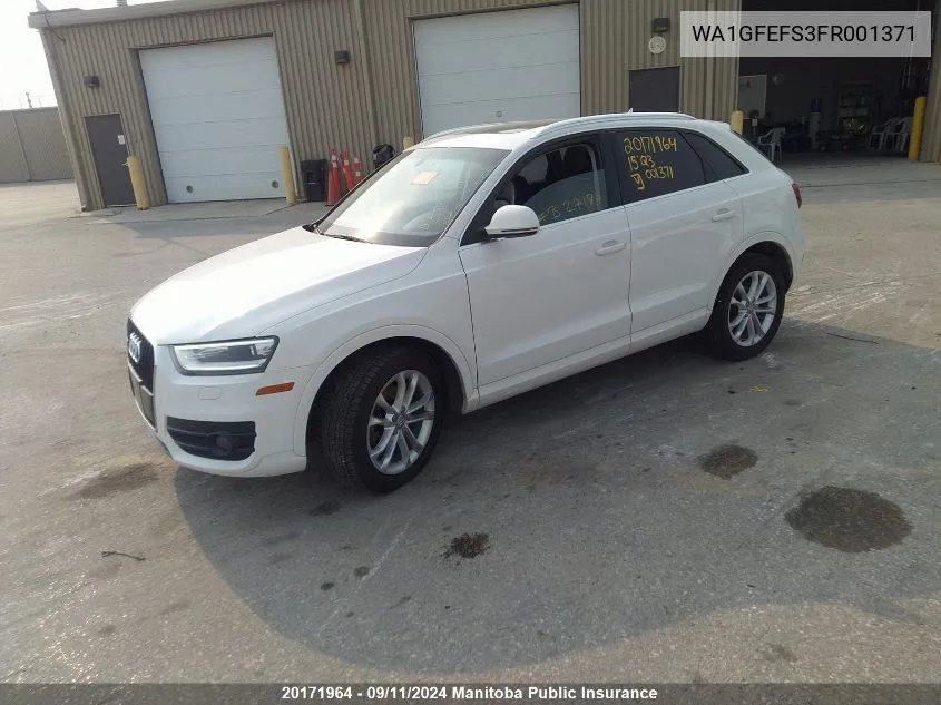 2015 Audi Q3 VIN: WA1GFEFS3FR001371 Lot: 20171964