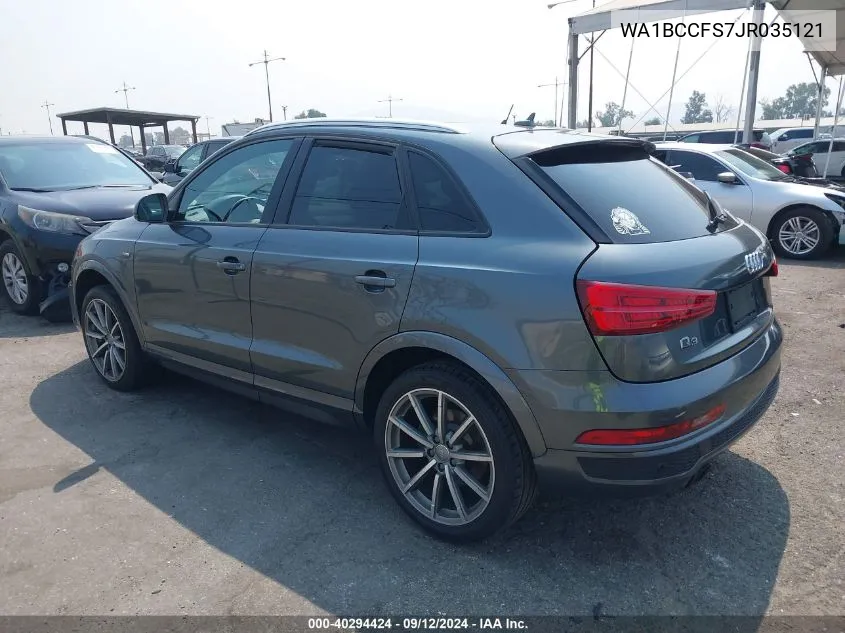 2018 Audi Q3 Premium VIN: WA1BCCFS7JR035121 Lot: 40294424