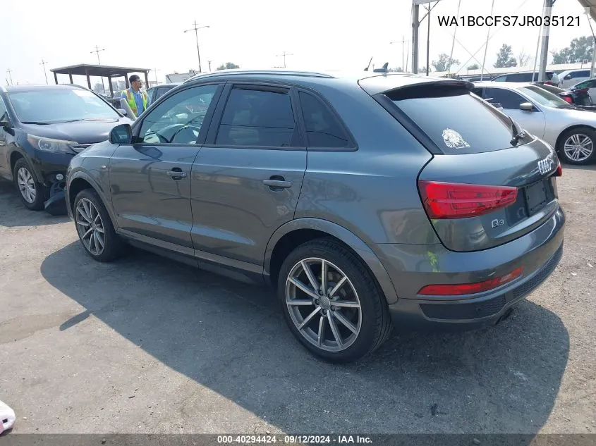 2018 Audi Q3 Premium VIN: WA1BCCFS7JR035121 Lot: 40294424