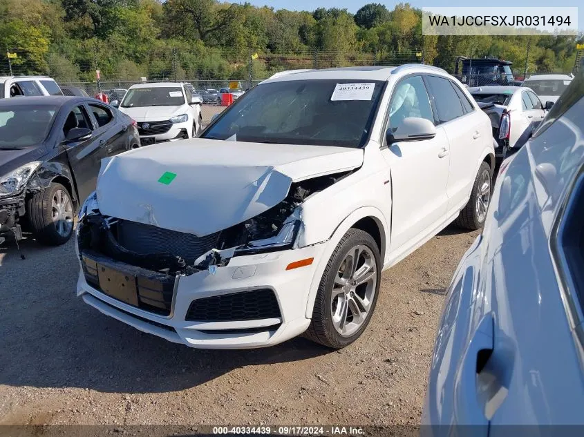 2018 Audi Q3 2.0T Sport Premium VIN: WA1JCCFSXJR031494 Lot: 40334439