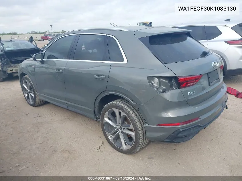 2019 Audi Q3 Prestige S-Line VIN: WA1FECF30K1083130 Lot: 40331067