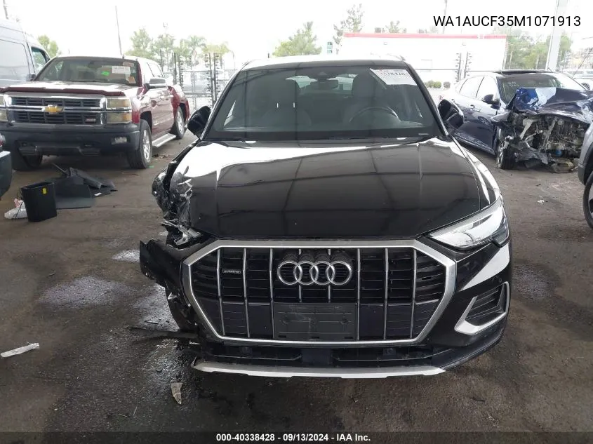 2021 Audi Q3 Premium 40 VIN: WA1AUCF35M1071913 Lot: 40338428