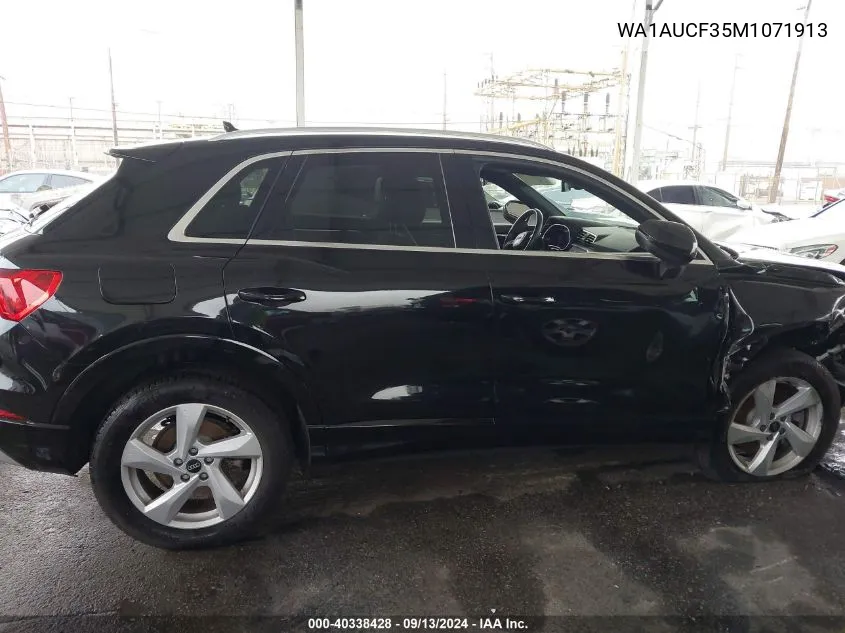 2021 Audi Q3 Premium 40 VIN: WA1AUCF35M1071913 Lot: 40338428