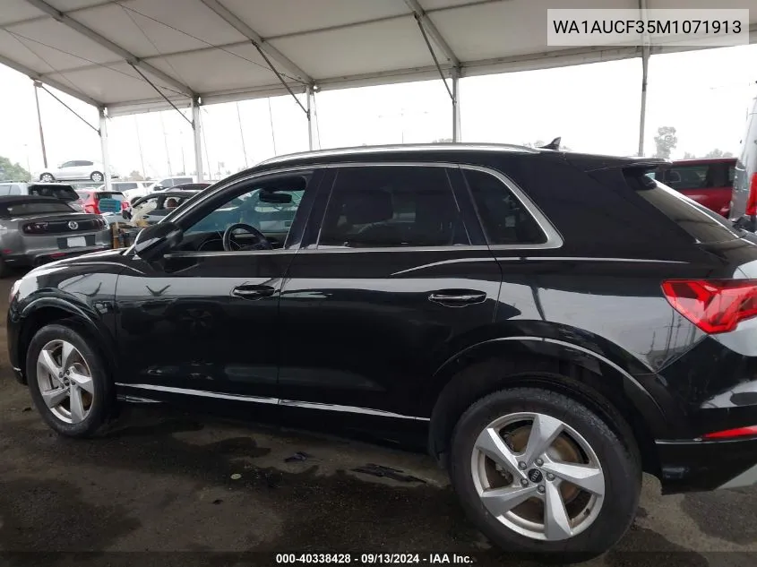 2021 Audi Q3 Premium 40 VIN: WA1AUCF35M1071913 Lot: 40338428