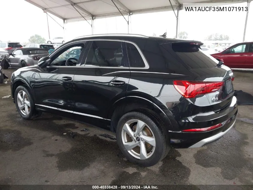 2021 Audi Q3 Premium 40 VIN: WA1AUCF35M1071913 Lot: 40338428