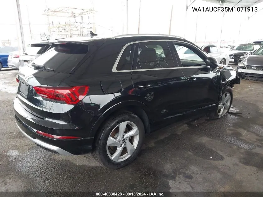 2021 Audi Q3 Premium 40 VIN: WA1AUCF35M1071913 Lot: 40338428