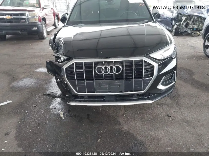 2021 Audi Q3 Premium 40 VIN: WA1AUCF35M1071913 Lot: 40338428