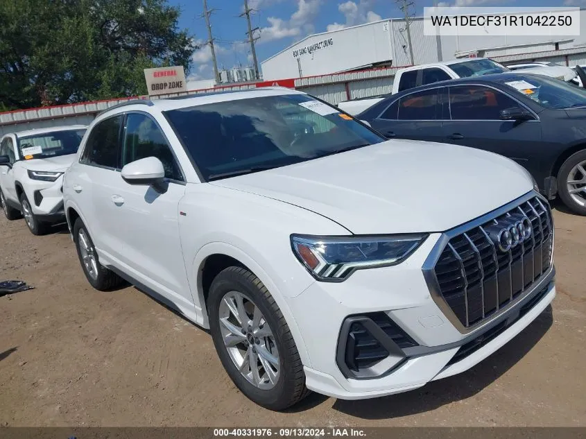 2024 Audi Q3 Premium 45 Tfsi S Line Quattro Tiptronic VIN: WA1DECF31R1042250 Lot: 40331976