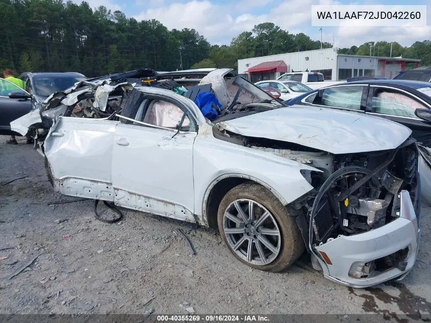 2018 Audi Q7 3.0T Premium VIN: WA1LAAF72JD042260 Lot: 40355269