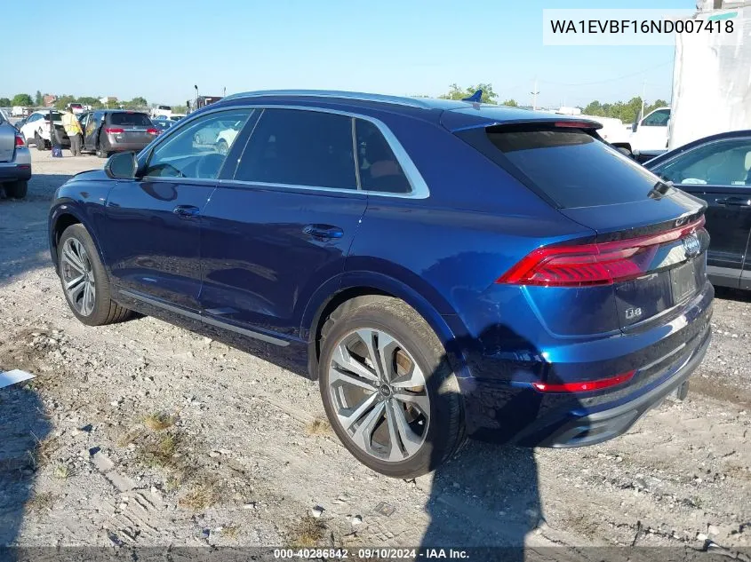 WA1EVBF16ND007418 2022 Audi Q8 Premium Plus S-Line