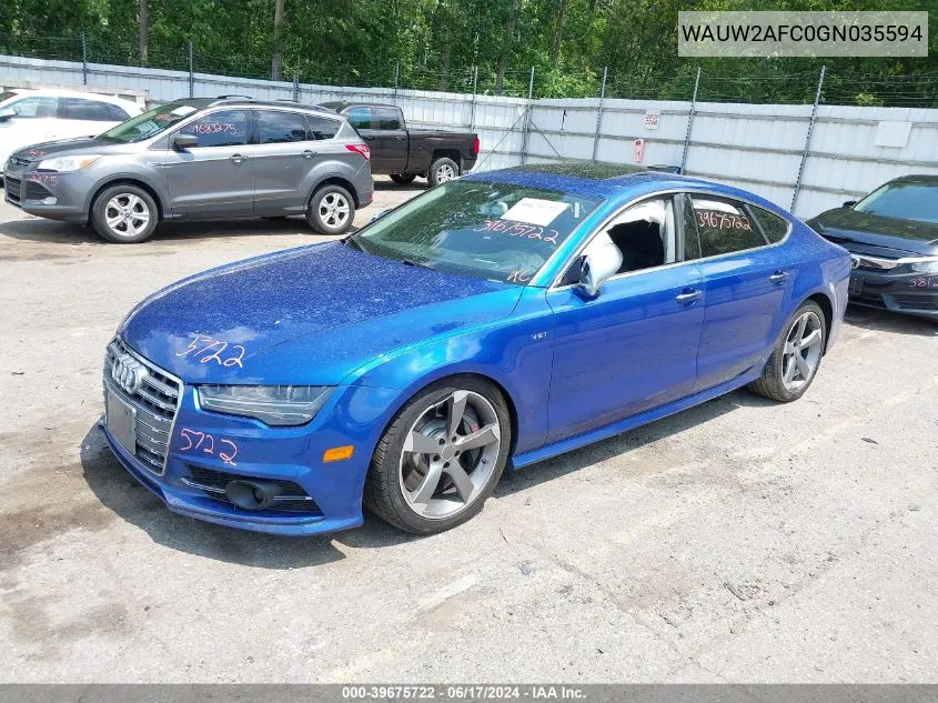 2016 Audi S7 4.0T VIN: WAUW2AFC0GN035594 Lot: 39675722