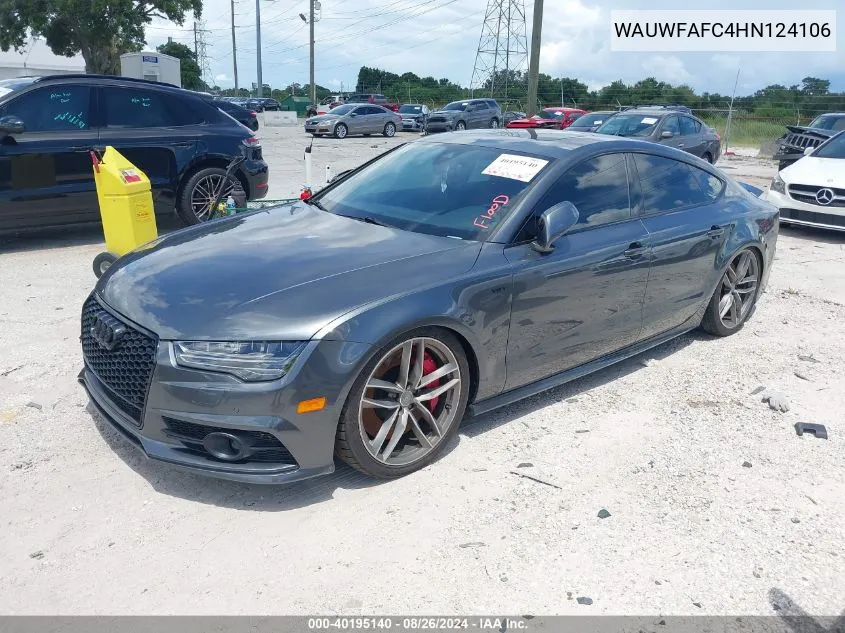 2017 Audi S7 4.0T Premium Plus VIN: WAUWFAFC4HN124106 Lot: 40195140