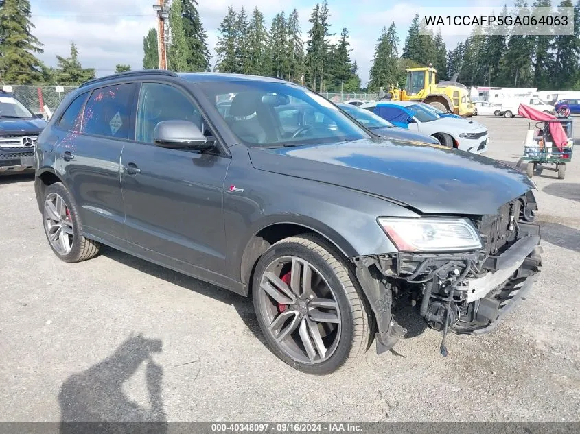 2016 Audi Sq5 Premium Plus VIN: WA1CCAFP5GA064063 Lot: 40348097