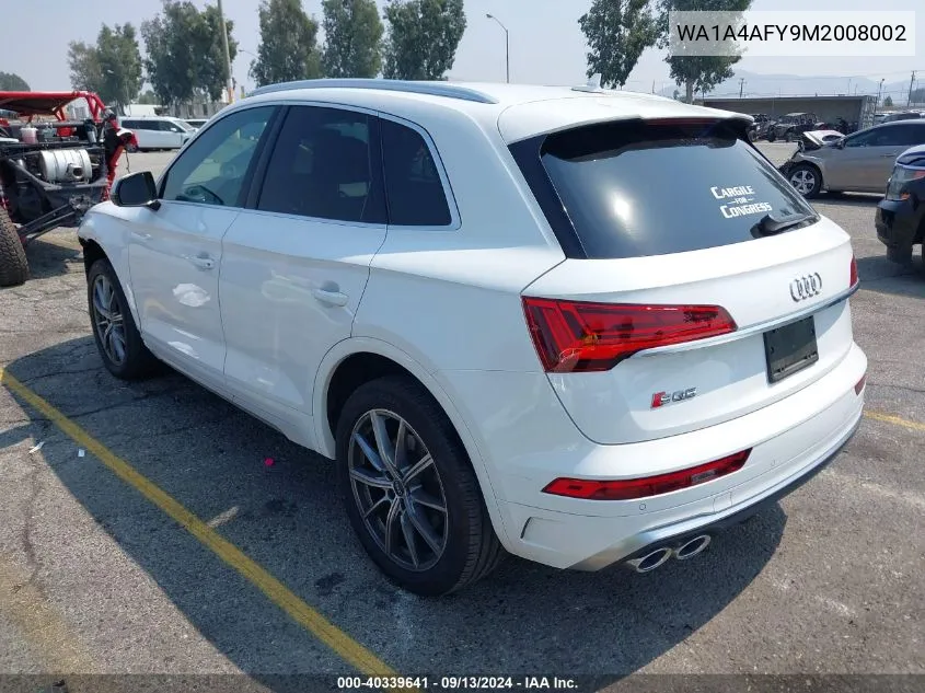 2021 Audi Sq5 Premium Tfsi Quattro Tiptronic VIN: WA1A4AFY9M2008002 Lot: 40339641