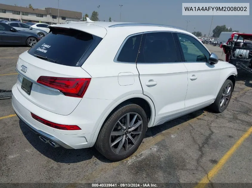 2021 Audi Sq5 Premium Tfsi Quattro Tiptronic VIN: WA1A4AFY9M2008002 Lot: 40339641