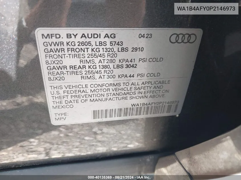 WA1B4AFY0P2146973 2023 Audi Sq5 Premium Plus