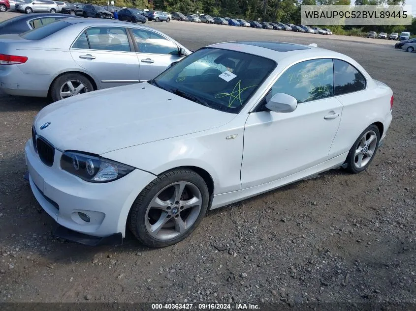 2011 BMW 128I VIN: WBAUP9C52BVL89445 Lot: 40363427