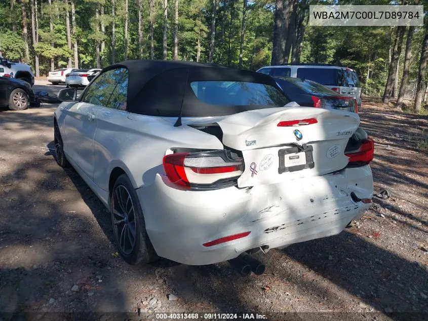 2020 BMW 230I VIN: WBA2M7C00L7D89784 Lot: 40313468