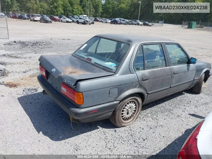 1989 BMW 325 I Automatic VIN: WBAAD230XKED24238 Lot: 40251585