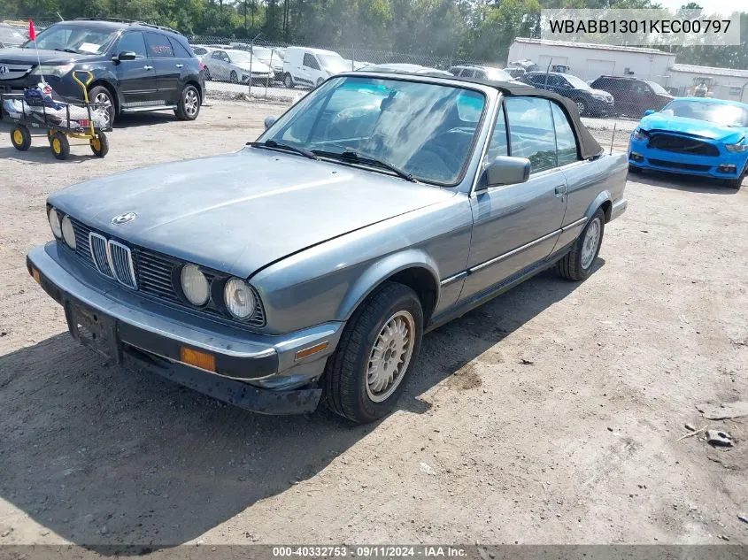 1989 BMW 325 I VIN: WBABB1301KEC00797 Lot: 40332753