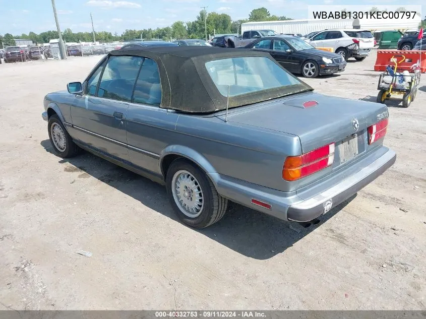 1989 BMW 325 I VIN: WBABB1301KEC00797 Lot: 40332753