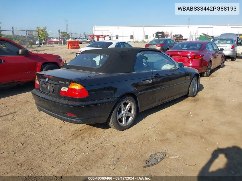 2002 BMW 325Ci VIN: WBABS33442PG88193 Lot: 40369466