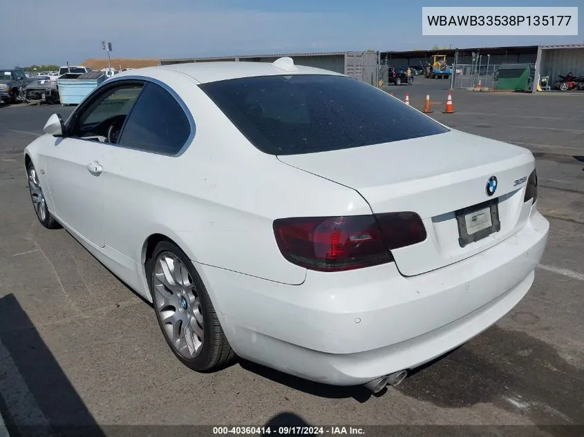 2008 BMW 328I VIN: WBAWB33538P135177 Lot: 40360414