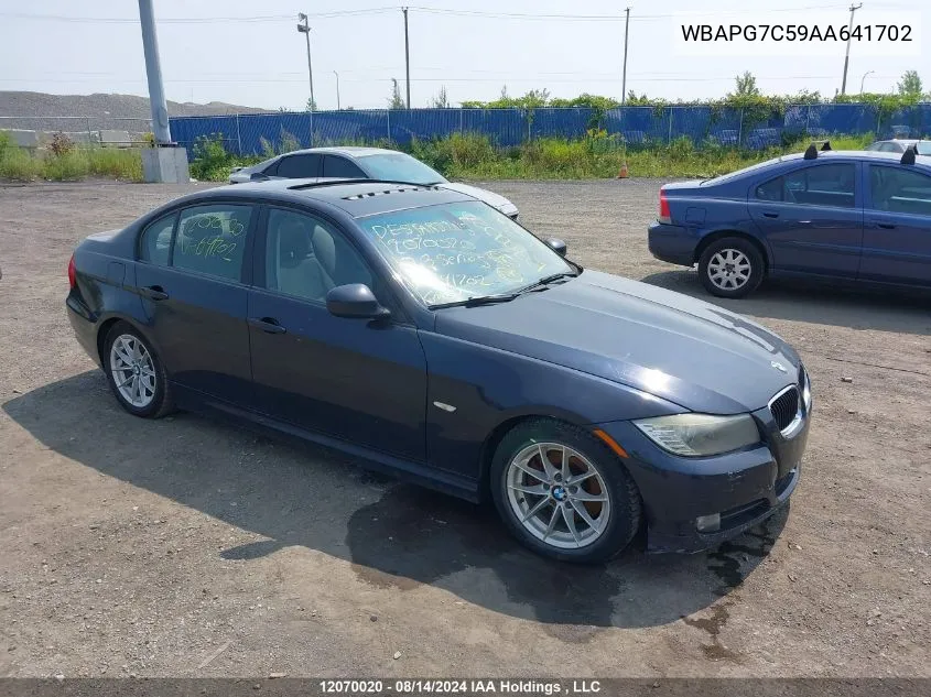 2010 BMW 3 Series VIN: WBAPG7C59AA641702 Lot: 12070020