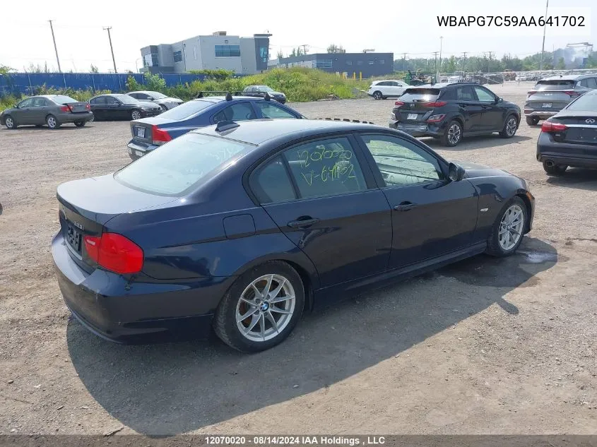 2010 BMW 3 Series VIN: WBAPG7C59AA641702 Lot: 12070020