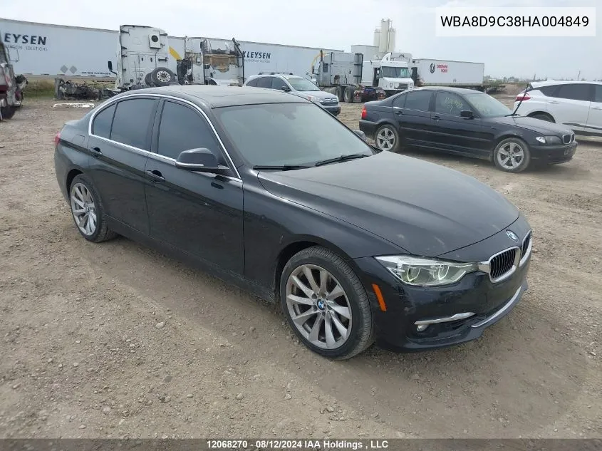 2017 BMW 330I xDrive VIN: WBA8D9C38HA004849 Lot: 12068270