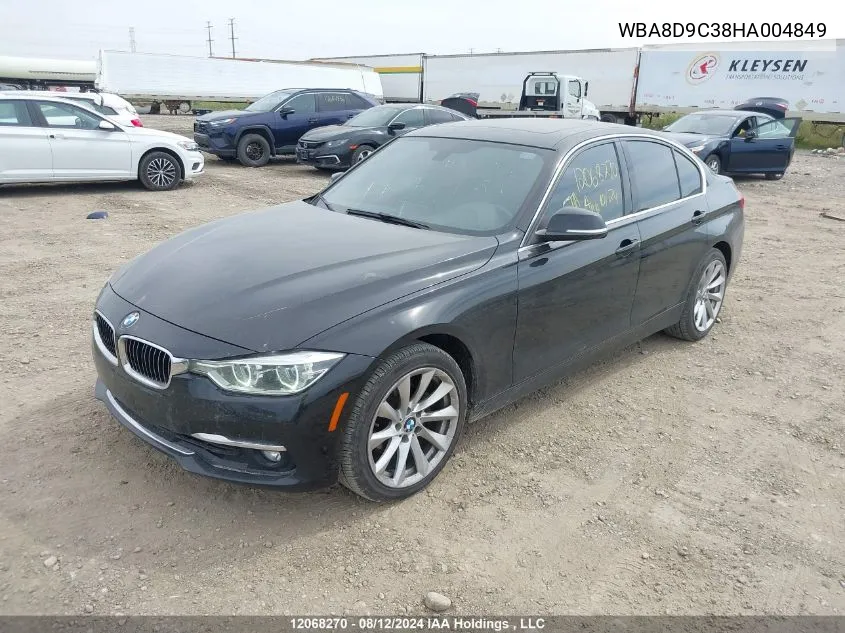 2017 BMW 330I xDrive VIN: WBA8D9C38HA004849 Lot: 12068270