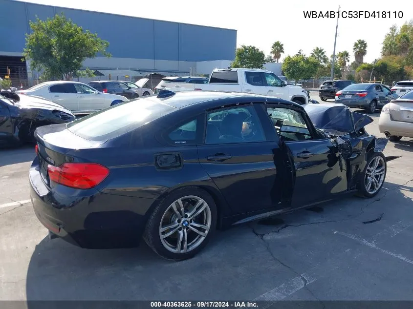 2015 BMW 435I Gran Coupe VIN: WBA4B1C53FD418110 Lot: 40363625