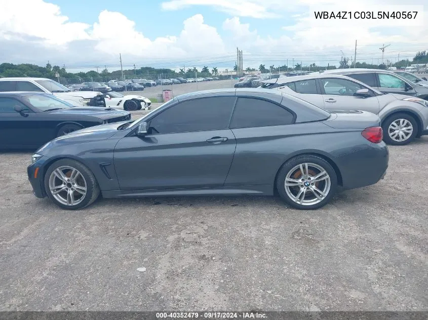 2020 BMW 430I VIN: WBA4Z1C03L5N40567 Lot: 40352479