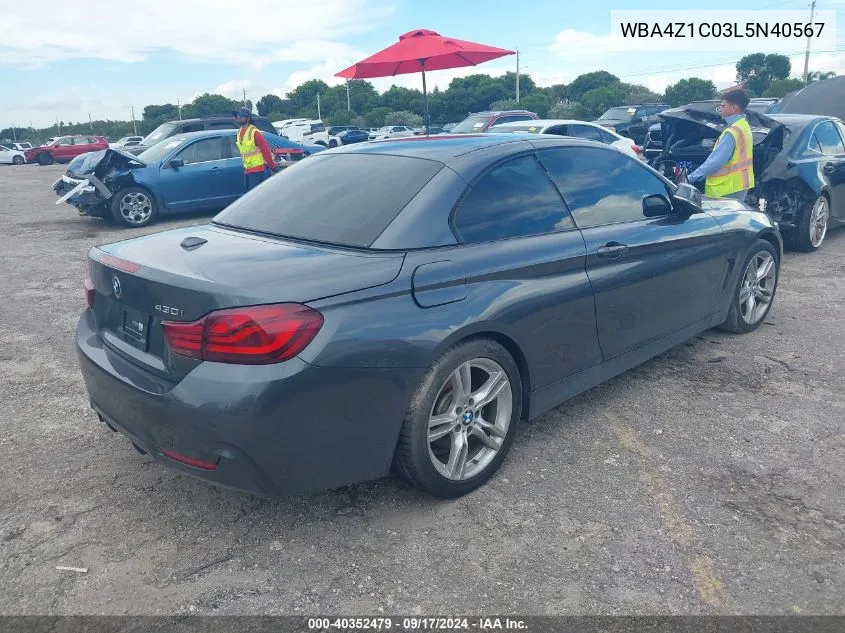 2020 BMW 430I VIN: WBA4Z1C03L5N40567 Lot: 40352479