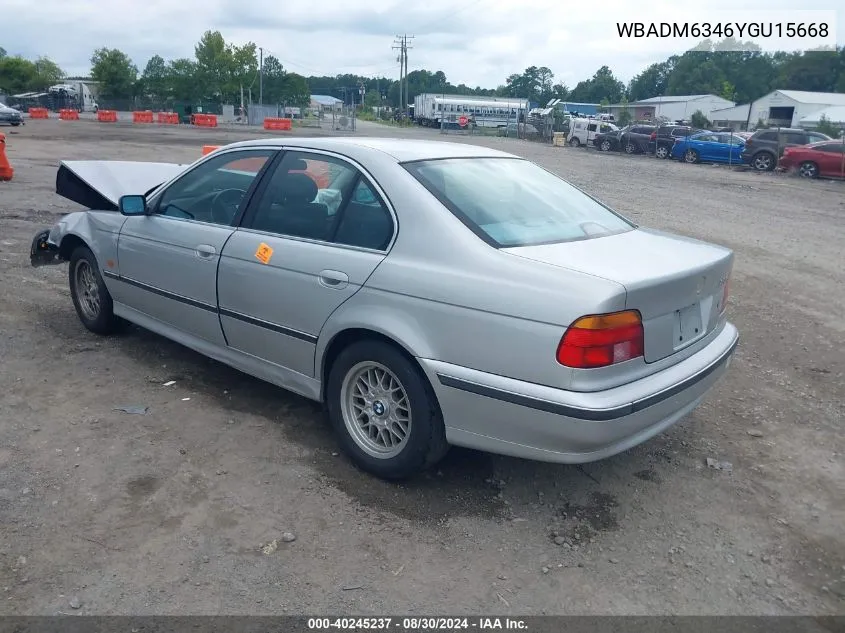 2000 BMW 528Ia VIN: WBADM6346YGU15668 Lot: 40245237