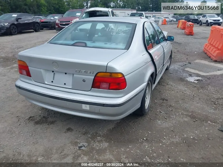 2000 BMW 528Ia VIN: WBADM6346YGU15668 Lot: 40245237