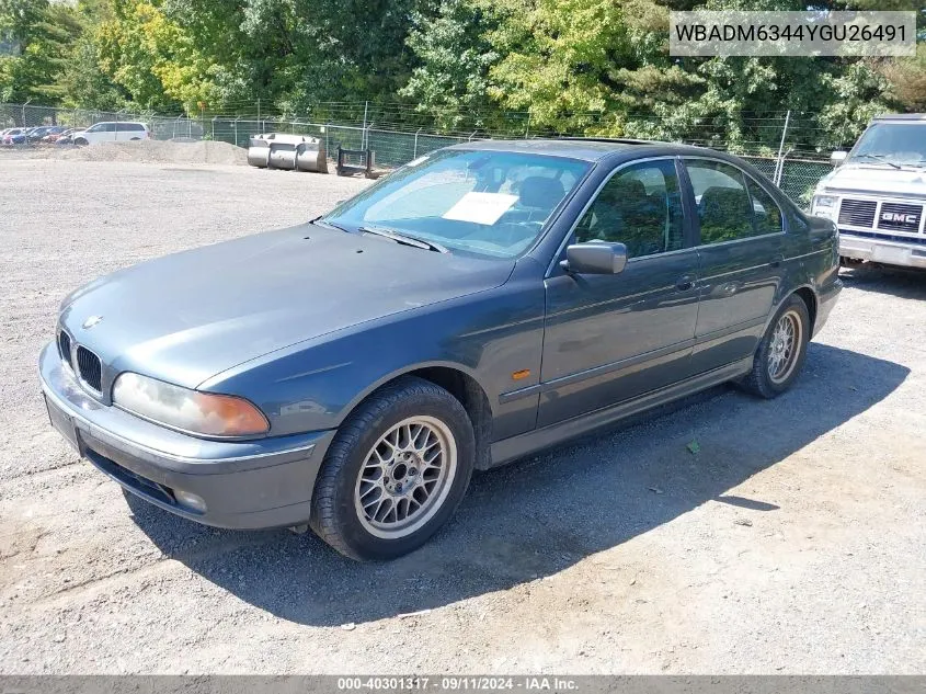 2000 BMW 528Ia VIN: WBADM6344YGU26491 Lot: 40301317