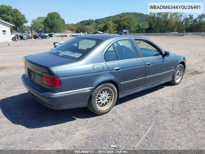 2000 BMW 528Ia VIN: WBADM6344YGU26491 Lot: 40301317