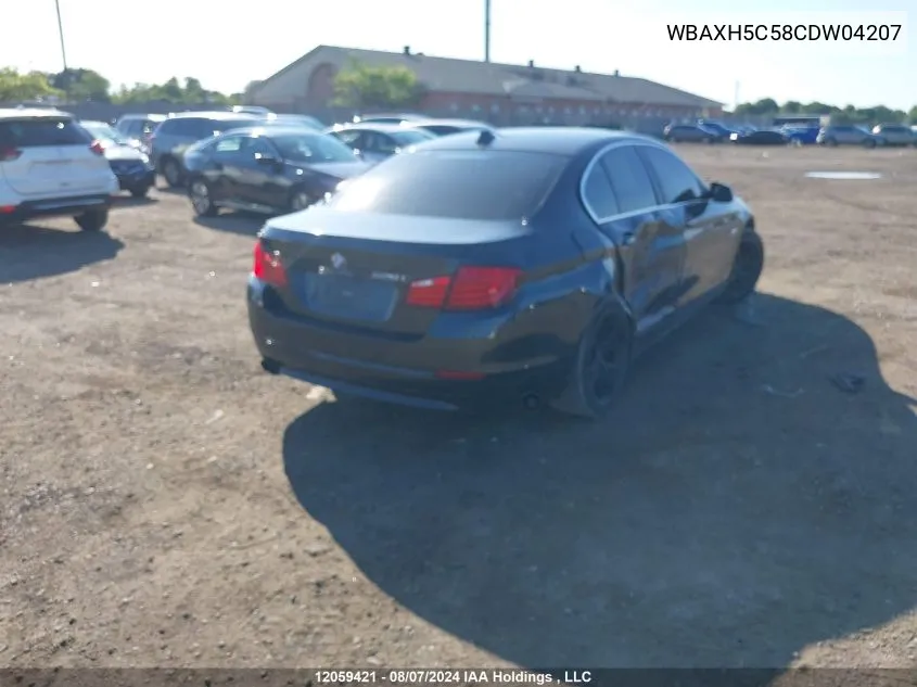 2012 BMW 5 Series VIN: WBAXH5C58CDW04207 Lot: 12059421