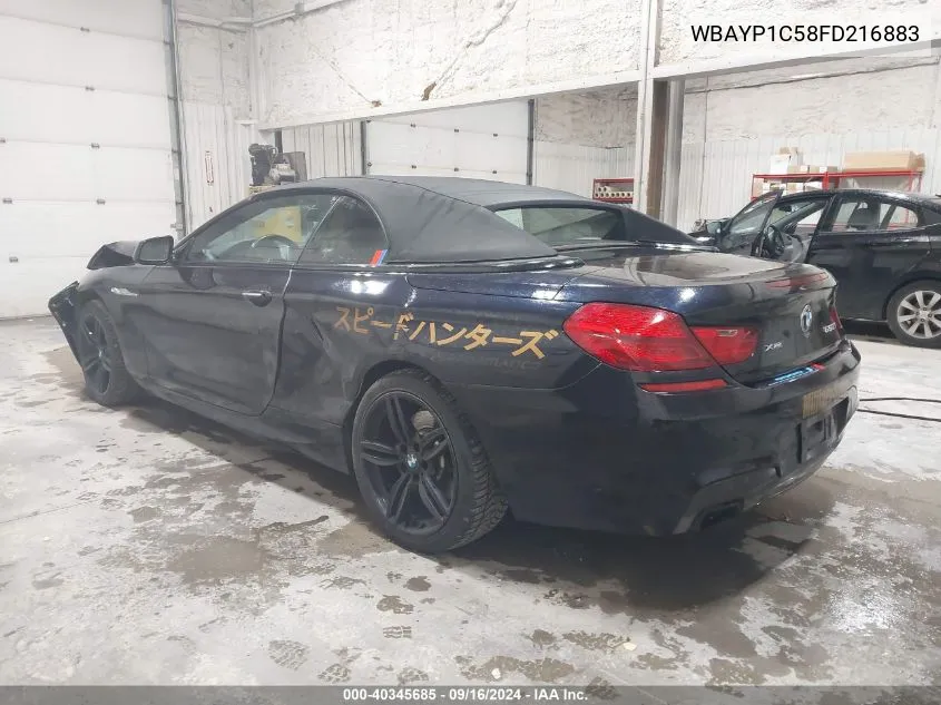 2015 BMW 650I xDrive VIN: WBAYP1C58FD216883 Lot: 40345685