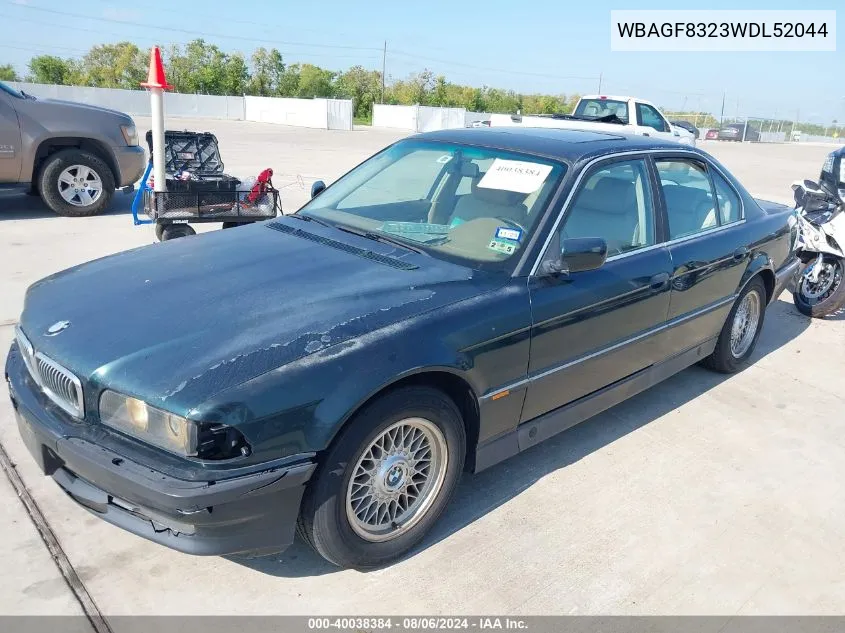 1998 BMW 740Ia VIN: WBAGF8323WDL52044 Lot: 40038384