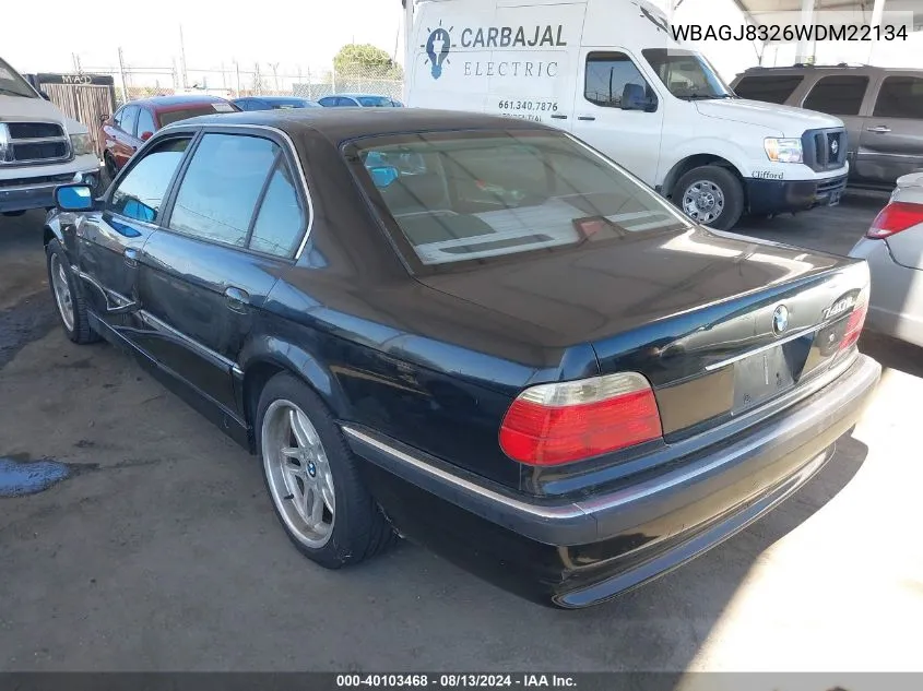 1998 BMW 740Il VIN: WBAGJ8326WDM22134 Lot: 40103468