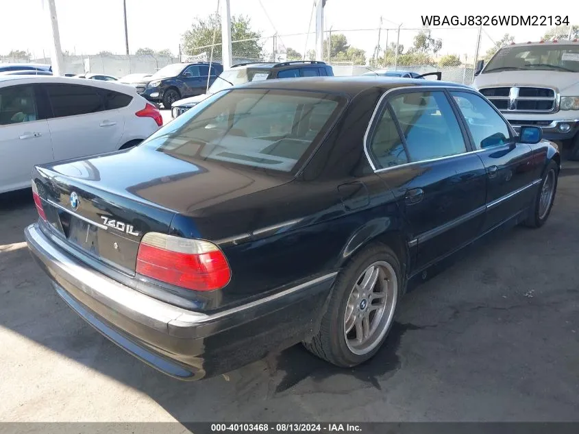 1998 BMW 740Il VIN: WBAGJ8326WDM22134 Lot: 40103468