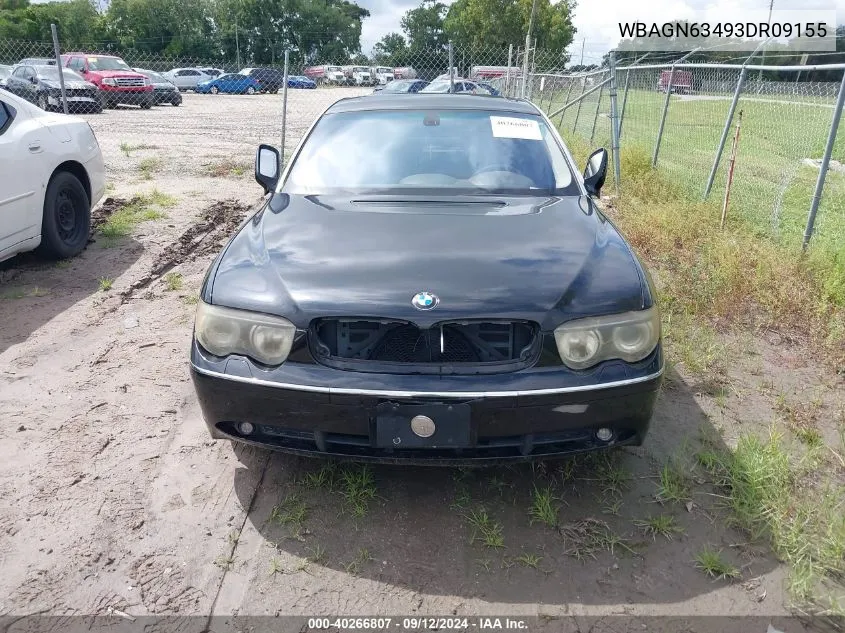 2003 BMW 745Li VIN: WBAGN63493DR09155 Lot: 40266807