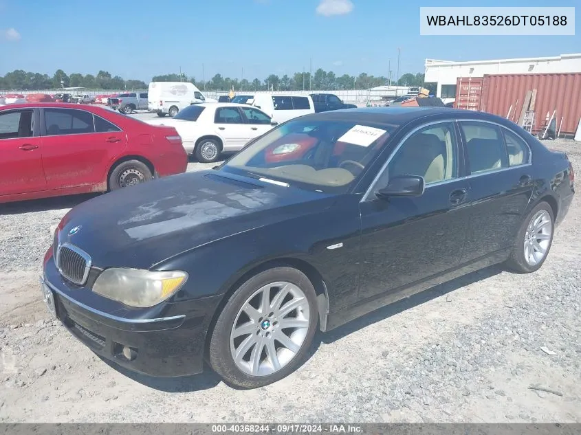 2006 BMW 750I VIN: WBAHL83526DT05188 Lot: 40368244