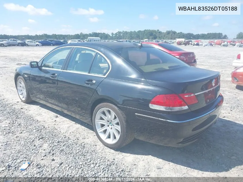 2006 BMW 750I VIN: WBAHL83526DT05188 Lot: 40368244